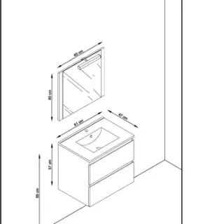 T-bath Badmeubelset Milenio 60cm Grijs Glanzend, foto 4