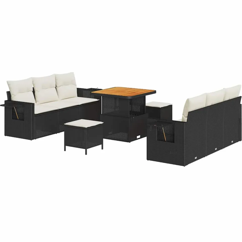 vidaXL Tuin Sofa Set Zwart poly rattan