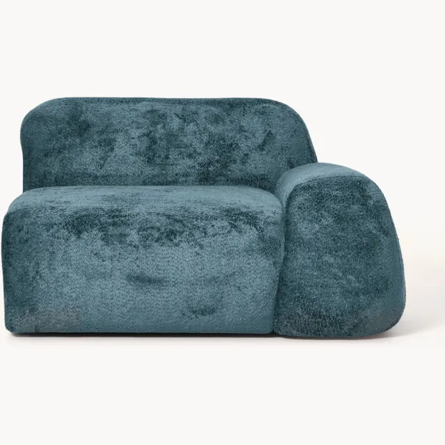 Westwing Collection Hoekmodule Wolke van teddy bouclé turquoise