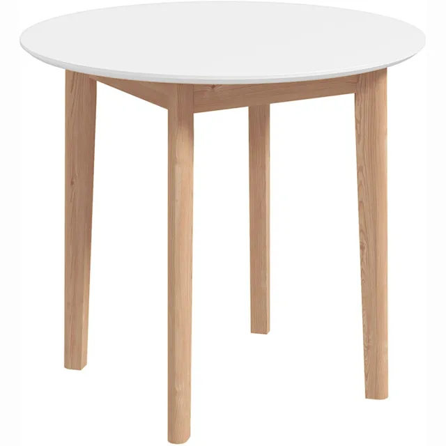Homona Ronde eettafel voor 2 personen - Met massief houten frame en antislipvoetjes - Ø75 x 76 cm - Wit/Naturel