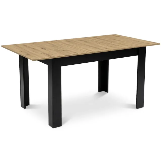 LEOBERT NP Uitschuifbare Eettafel - Artisan Eikenlook en Zwart - 120–160 x 80 cm