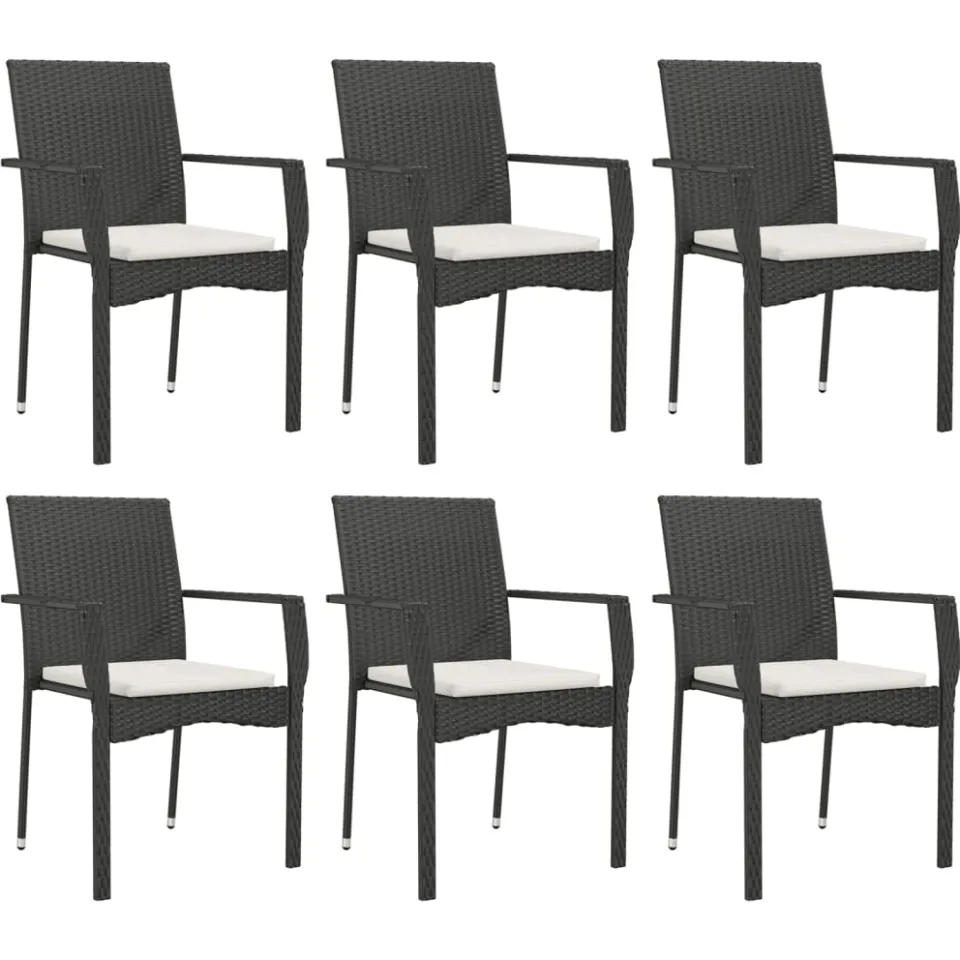 vidaXL 7-delige Tuinset met kussens poly rattan zwart, foto 3