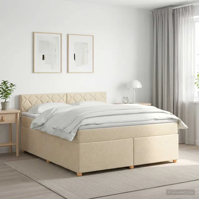 vidaXL Boxspringbed met matras Crèmekleurig 160 x 200 cm Stof