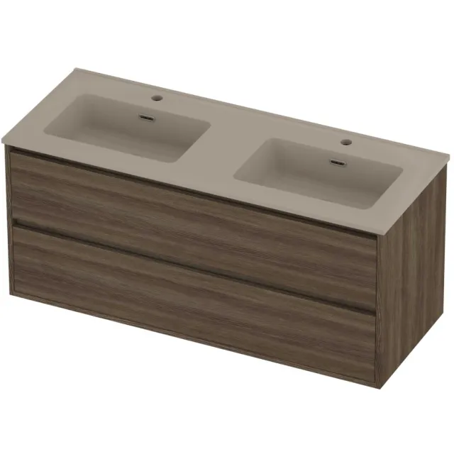 Proline Tribute Badmeubelset Porselein Elegant 2 Gaten 120x46x54 cm Mat Crème Cotton Vital Oak Eiken