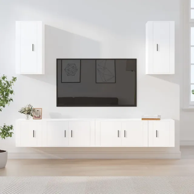 vidaXL 6-delige Tv-meubelset bewerkt hout wit, foto 2