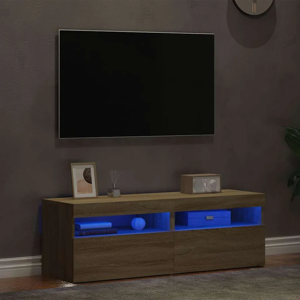 vidaXL Tv-meubelen 2 st LED-verlichting 60x35x40 cm sonoma eikenkleur, foto 4