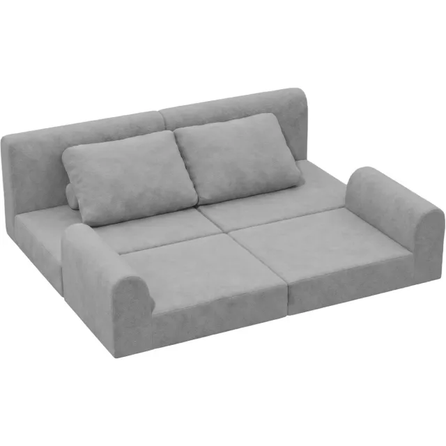 DESMIU Slaapbank 160 x 80 x 78 cm - Opvouwbaar en Deelbaar - Voor Kleine Woonruimtes en Logeerkamers - Flanellette Grijs
