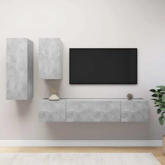 vidaXL 4-delige Tv-meubelset bewerkt hout betongrijs grijs, foto 2