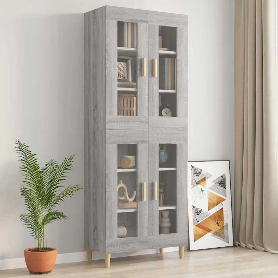 vidaXL Bovenkast 69,5x34x90 cm grijs sonoma eikenkleurig, foto 4