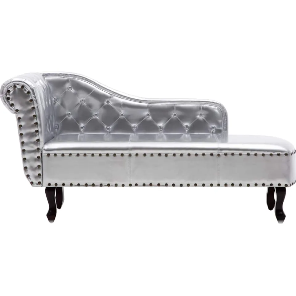 vidaXL Chaise longue kunstleer zilverkleurig, foto 2