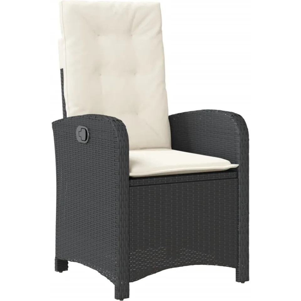 vidaXL 7-delige Tuinset met kussens poly rattan zwart