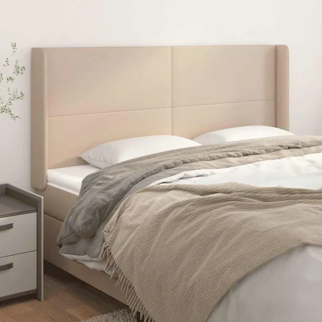 vidaXL Hoofdbord met randen 163x16x118/128cm kunstleer cappuccinokleur Bruin