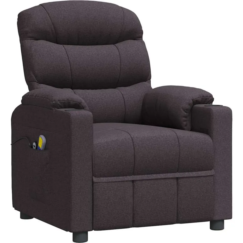 vidaXL Massagestoel elektrisch verstelbaar stof donkerbruin bruin, foto 3