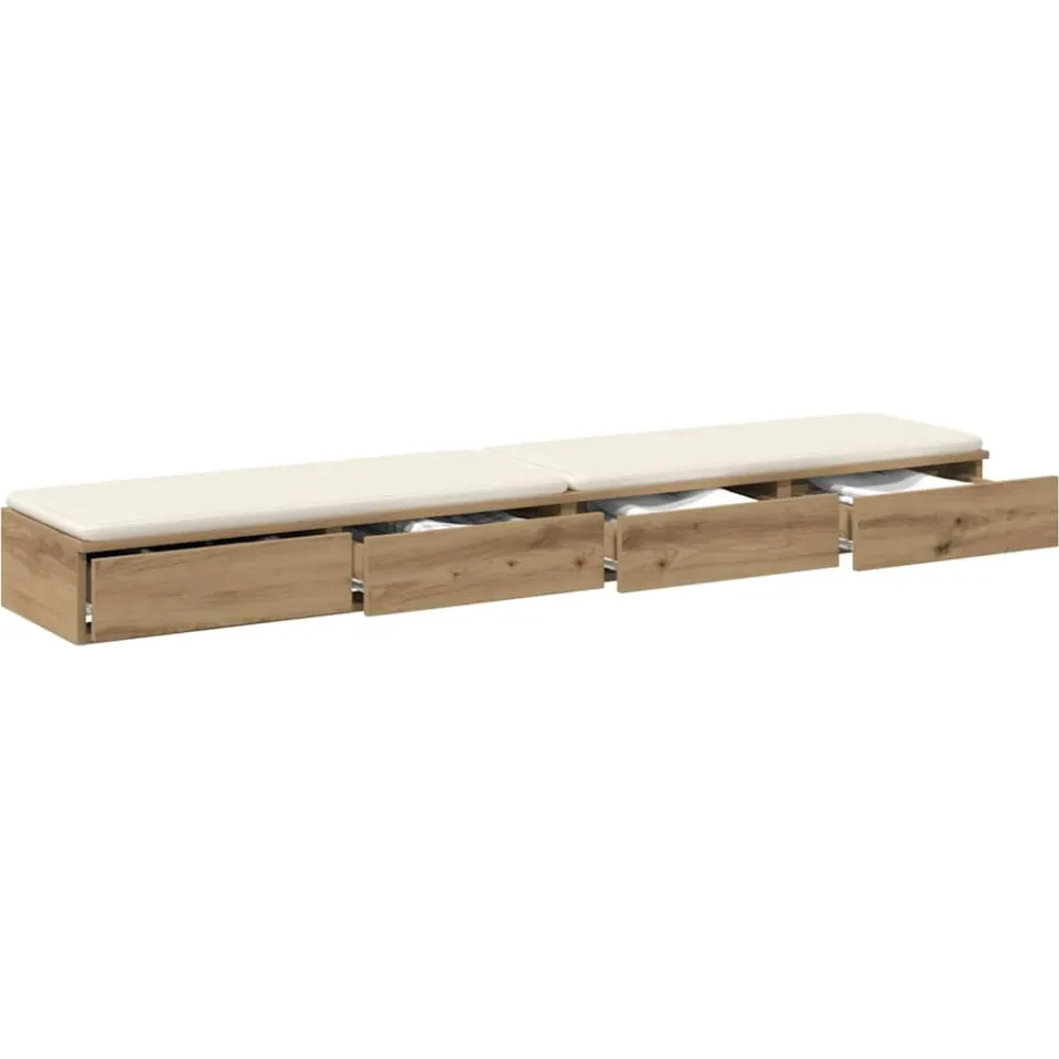 vidaXL Bedlades Artisan Eiken 180 x 36,5 x 16,5 cm Bewerkt hout Bruin