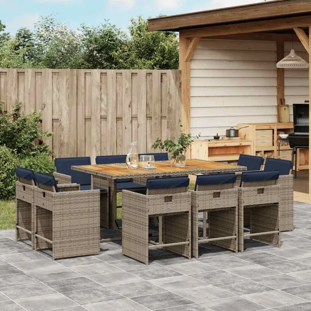 vidaXL 11-delige tuinset met kussens, grijs polyrotan, foto 2