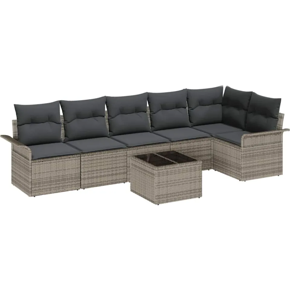 vidaXL Tuin Sofa Set 7 st Grijs poly rattan