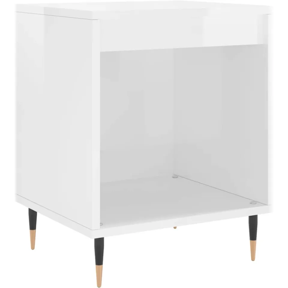 vidaXL Nachtkastje 40x35x50 cm bewerkt hout hoogglans wit