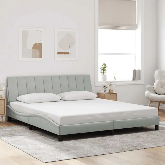 vidaXL Bedframe zonder matras "Hanko" 180x200 cm fluweel lichtgrijs