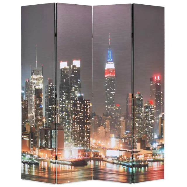 vidaXL Kamerscherm inklapbaar New York bij nacht 160x170 cm Meerkleurig