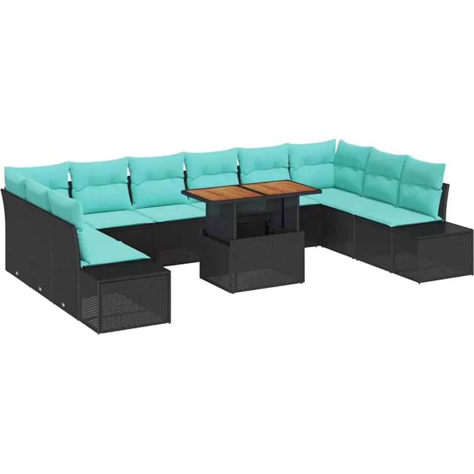 vidaXL Tuin Sofa Set 11 st Zwart Poly riet