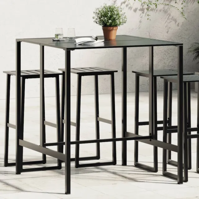vidaXL Bartafel 100x100x110 cm gepoedercoat staal zwart, foto 2