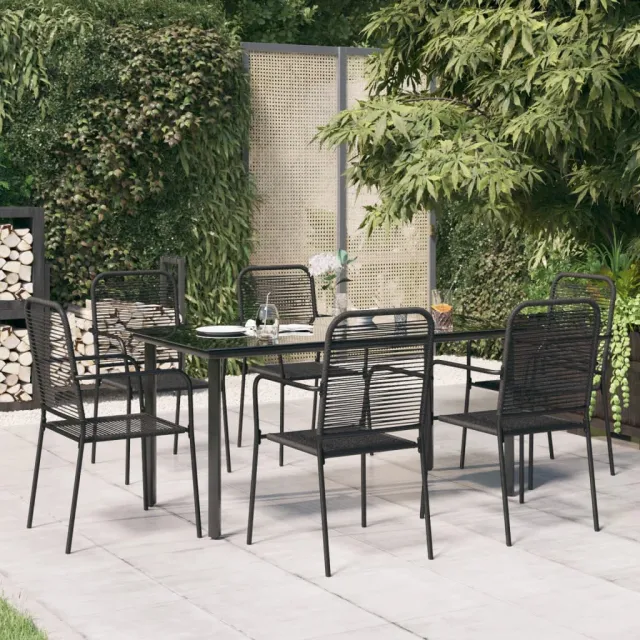 vidaXL 7-delige Tuinset katoenen touw en staal zwart, foto 2