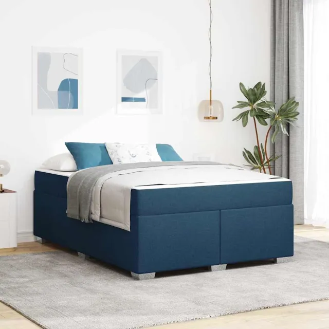 vidaXL Bedframe met matras Blauw 140 x 200 cm Stof