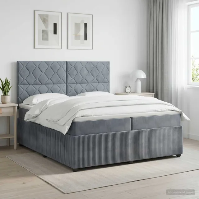vidaXL Boxspringbed met matras Donkergrijs 200 x 200 cm Fluweel