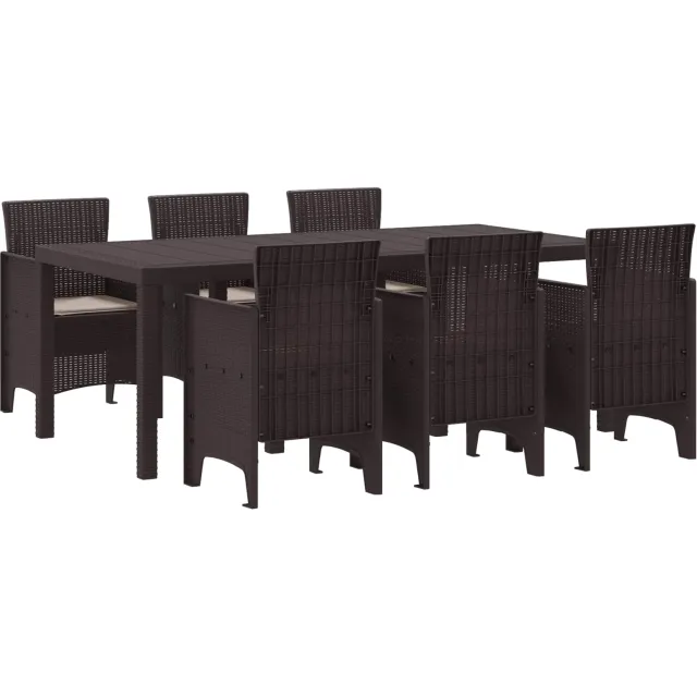 vidaXL Tuin eettafelset 7 st Bruin Polypropyleen