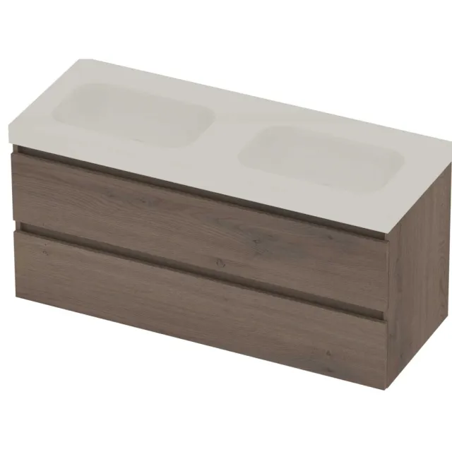 Basic-Line Moby 46 Badmeubelset Polystone 120x46x58 cm M46GWEDO120D0 Dusk Oak Glans Wit
