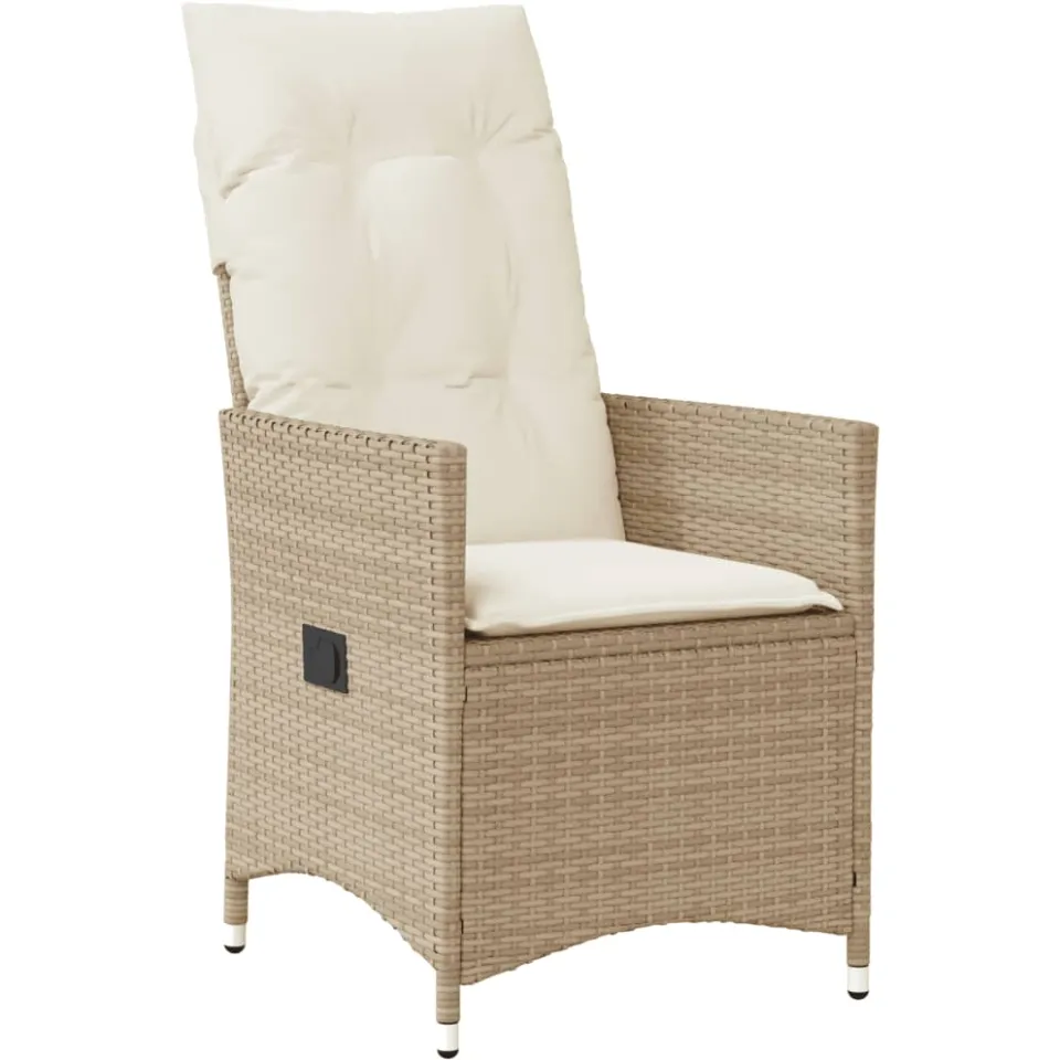 vidaXL 5-delige Tuinset met kussens poly rattan beige