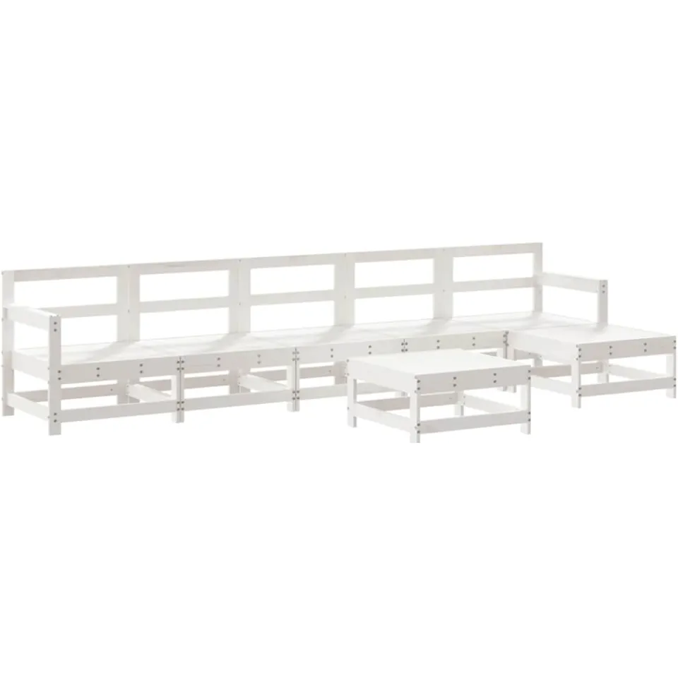 vidaXL 7-delige Loungeset massief grenenhout wit, foto 3