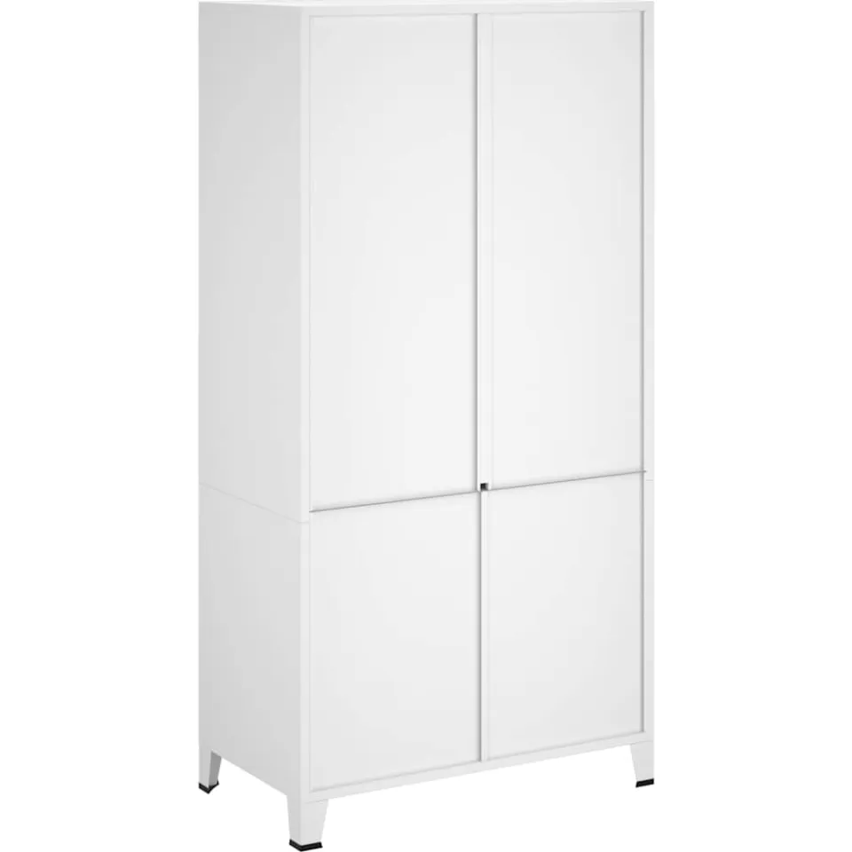 vidaXL Kledingkast industrieel 90x50x180 cm metaal wit, foto 3
