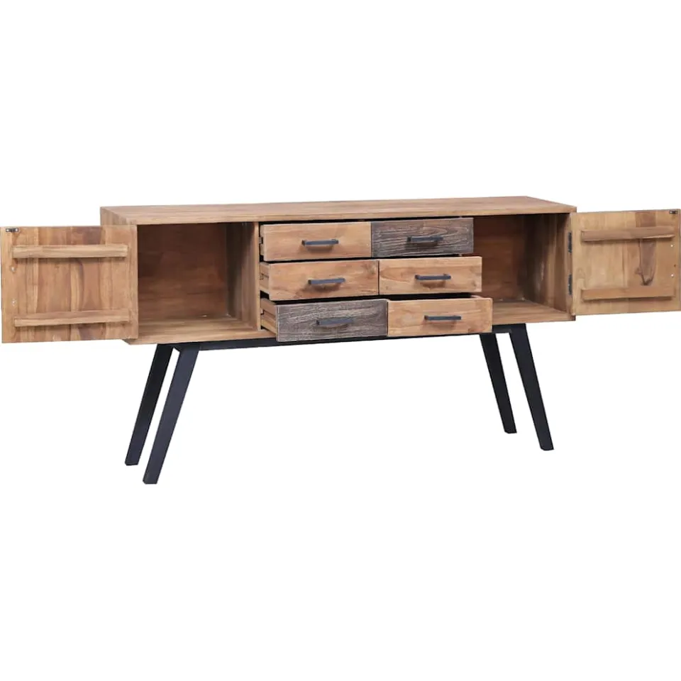 vidaXL Bijzetkast 110x30x75 cm massief teakhout bruin, foto 2