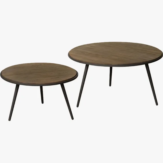 Renew Rolo table set (2) - 74x74x36 58x58x41 - recl. teak w-grey grey wash/naturel