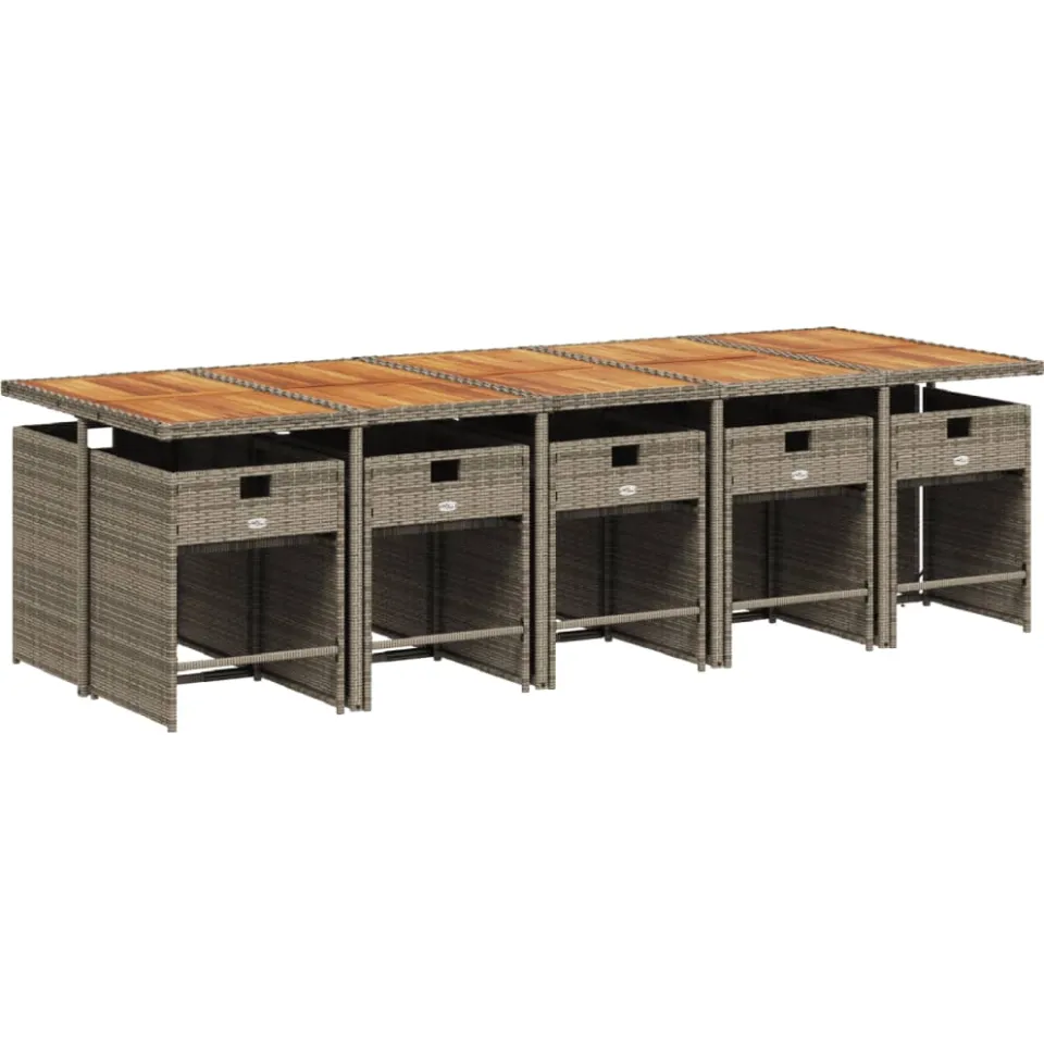 vidaXL 11-delige Tuinset met kussens poly rattan grijs, foto 3