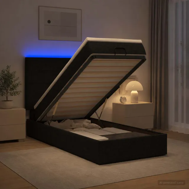 vidaXL Ottoman Bed met Matrassen en LED Zwart 80 x 200 cm Stof