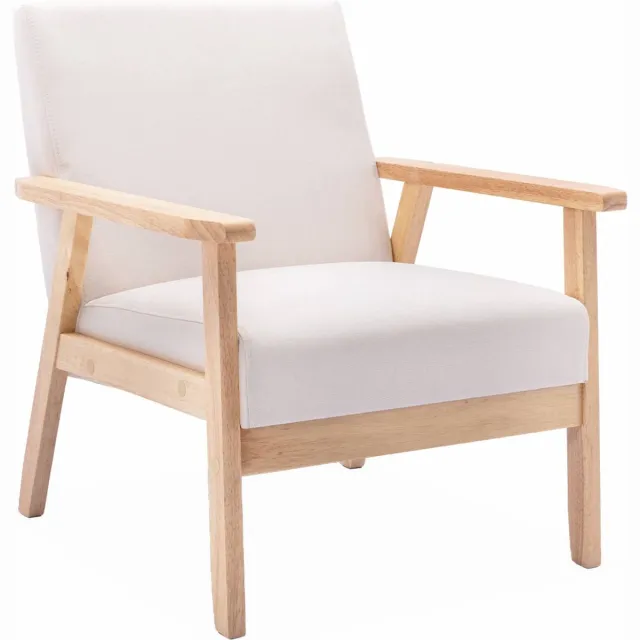 sweeek Fauteuil van hout met stoffen zitting - isak Crème