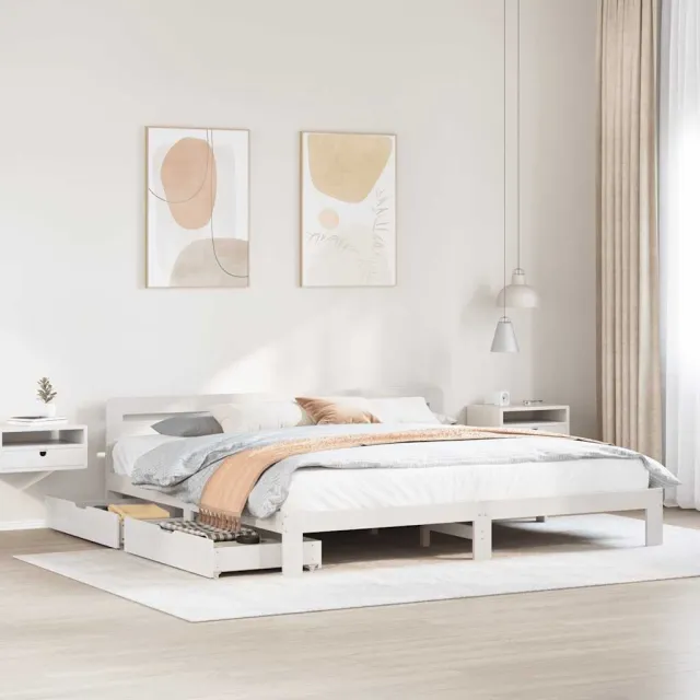 vidaXL Bedframe zonder matras massief grenenhout wit 200x200 cm
