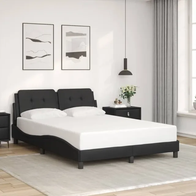 vidaXL Bedframe zonder matras "Zadar" kunstleer zwart 140x190 cm