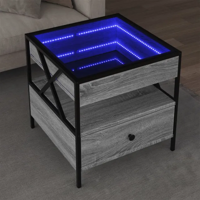 vidaXL Salontafel met Infinity LED 50x50x51 cm grijs sonoma eikenkleur, foto 2