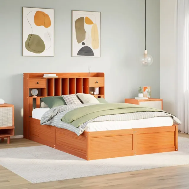 vidaXL Bedframe zonder matras massief grenenhout wasbruin 150x200 cm