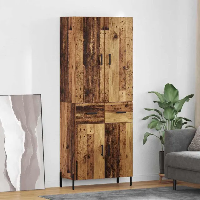 vidaXL Highboard Oud Hout 69,5 x 34 x 180 cm Bewerkt hout Bruin