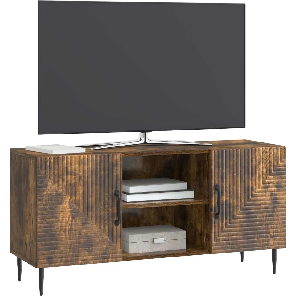 vidaXL Tv-meubel 102 x 34,5 x 50 cm Gerookt eiken Bewerkt hout