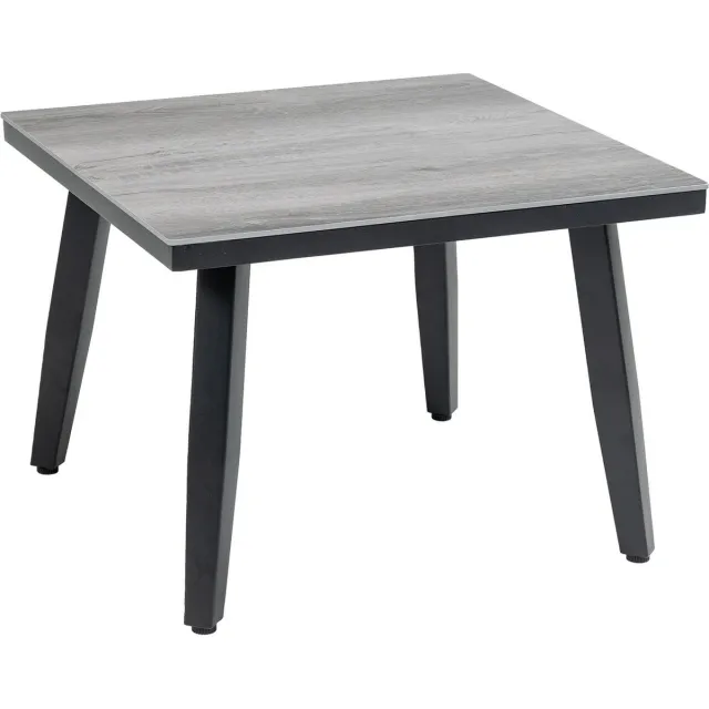 Normin Bijzet tuintafel Mykonos 55x55cm | Grey/Black | Kunststof & aluminium Black, Grey