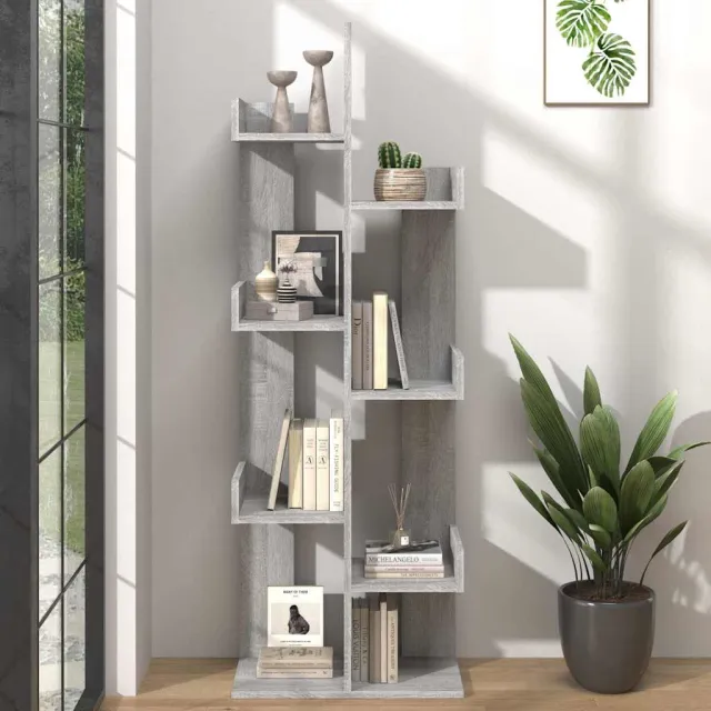 vidaXL Boekenkast 48x25,5x140 cm bewerkt hout grijs sonoma eikenkleur, foto 2