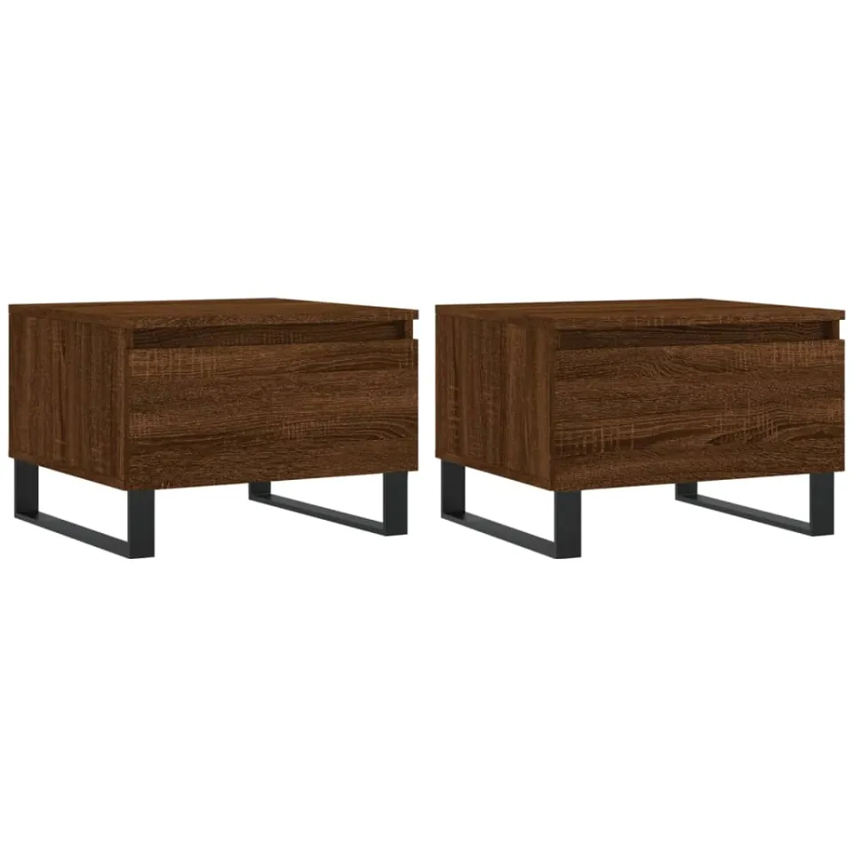 vidaXL Salontafels 2 st 50x46x35 cm bewerkt hout bruin eikenkleur, foto 3