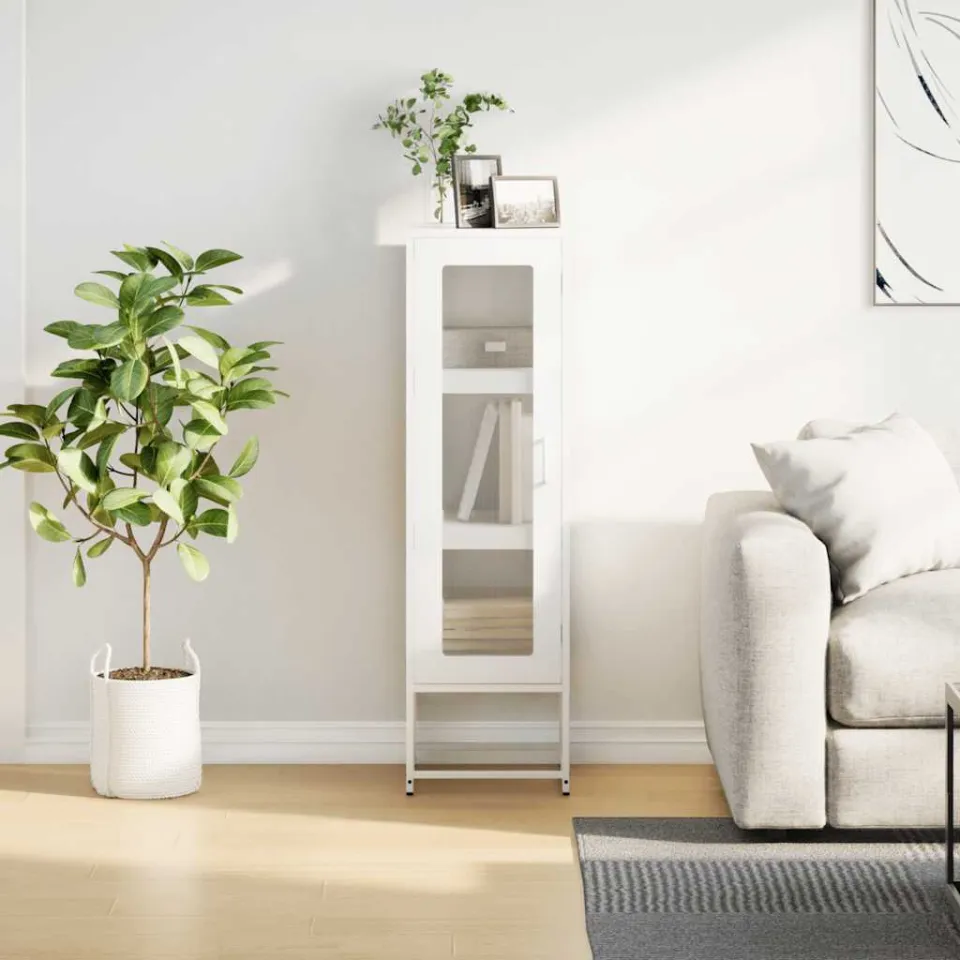 vidaXL Hoge kast 36x39x123 cm koudgewalst staal wit, foto 3