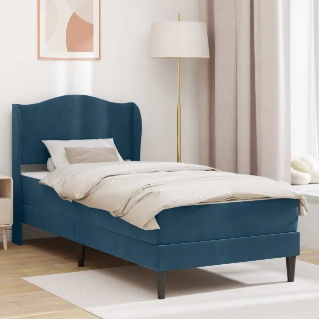 vidaXL Bedframe met matras Blauw 80 x 200 cm fluweel
