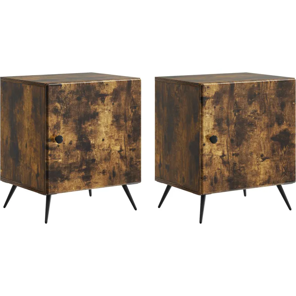 vidaXL Nachtkastje 2 st Gerookt eiken 43 x 34,5 x 50 cm Bewerkt hout Bruin